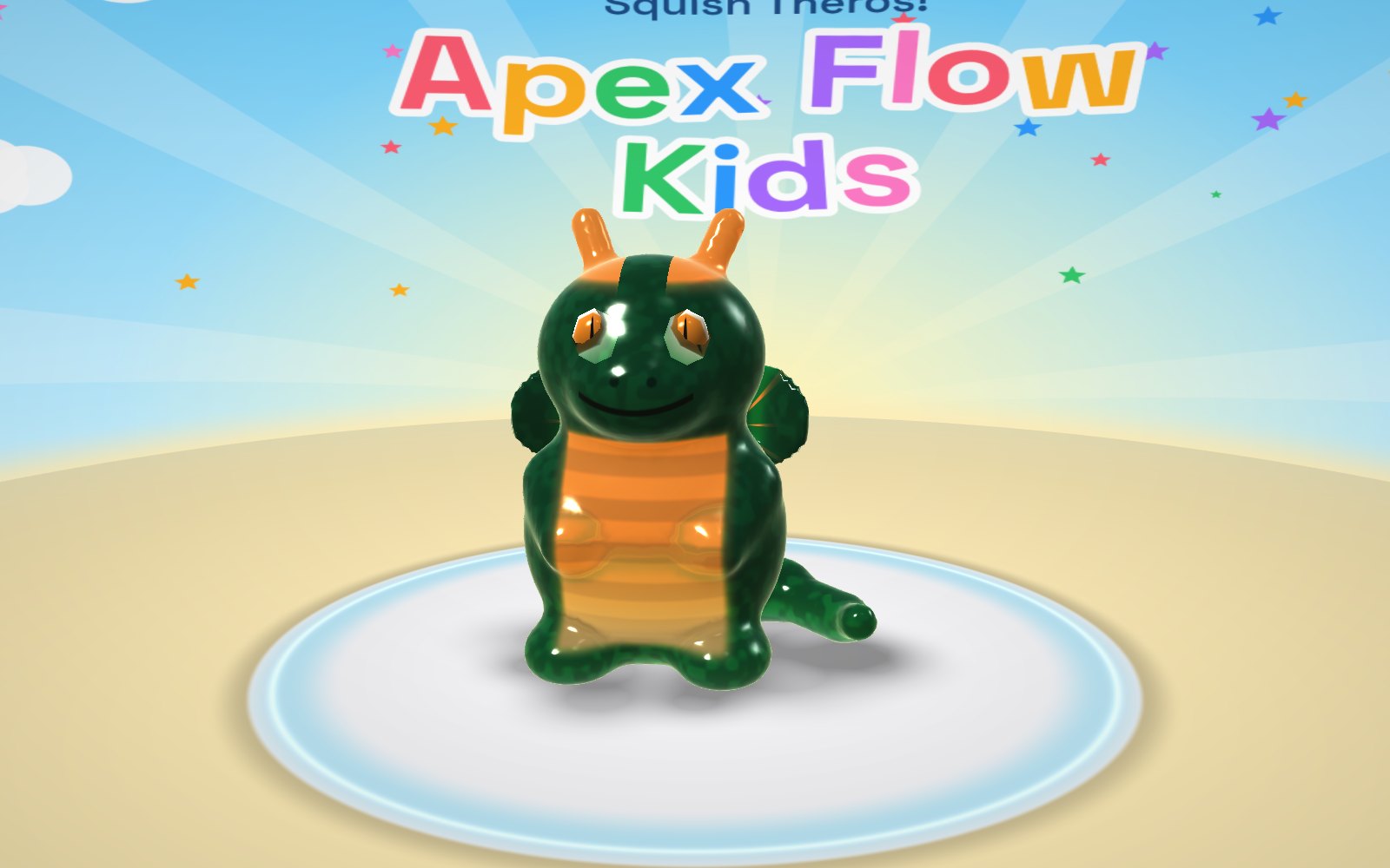 Theros, a small emerald jelly dragon with a gold belly and amber eyes, sitting on a plate